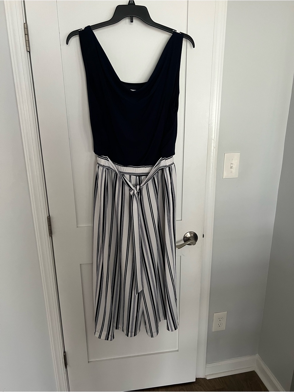 Emma & Michele Navy and White Striped Jumpsuit